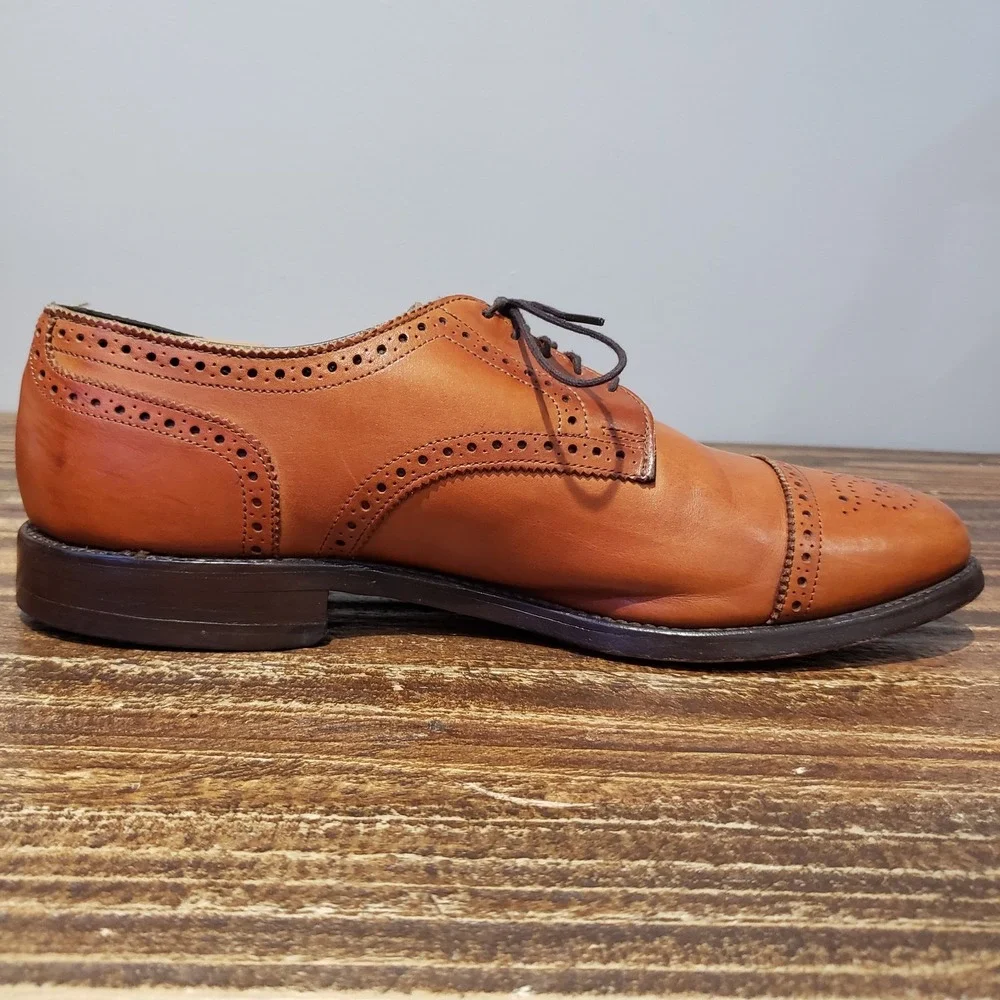 Allen Edmonds Oxford Mens 9.5 E Sanford Brown Fair Cap Toe Brogue Dress Shoes